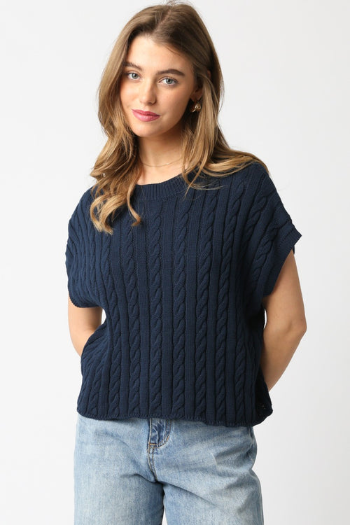 Alina Sweater Vest Top - Navy