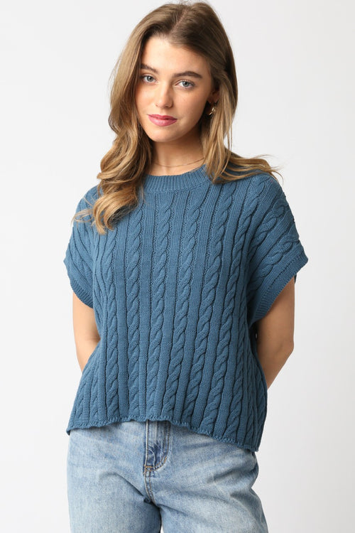 Alina Sweater Vest Top - Teal Blue
