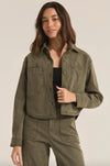 All Day Cropped Washed Jacket - Grape Leaf