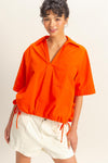 Bubble Hem Top - Tomato