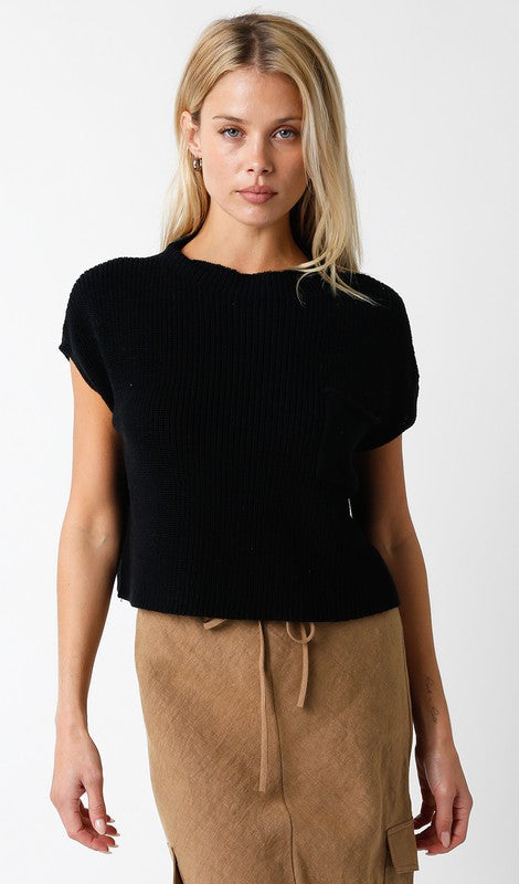 Pocket Sweater Tee - Black