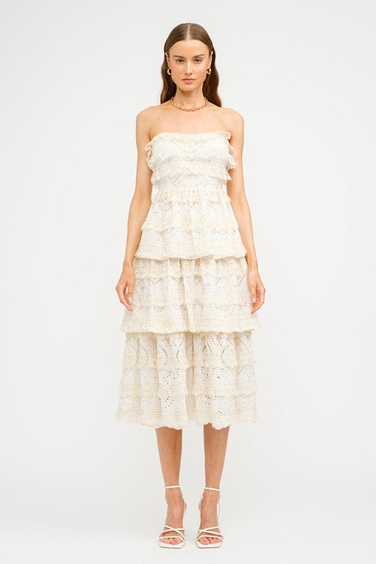 Rumi Midi Dress - Cream Lace