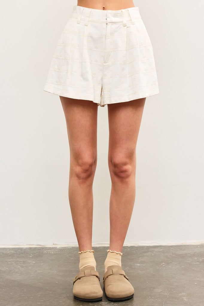 Ivory Floral Shorts
