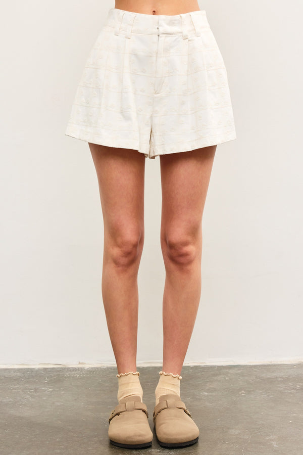 Ivory Floral Shorts