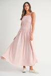 Pink Fit and Flare Midi Dress
