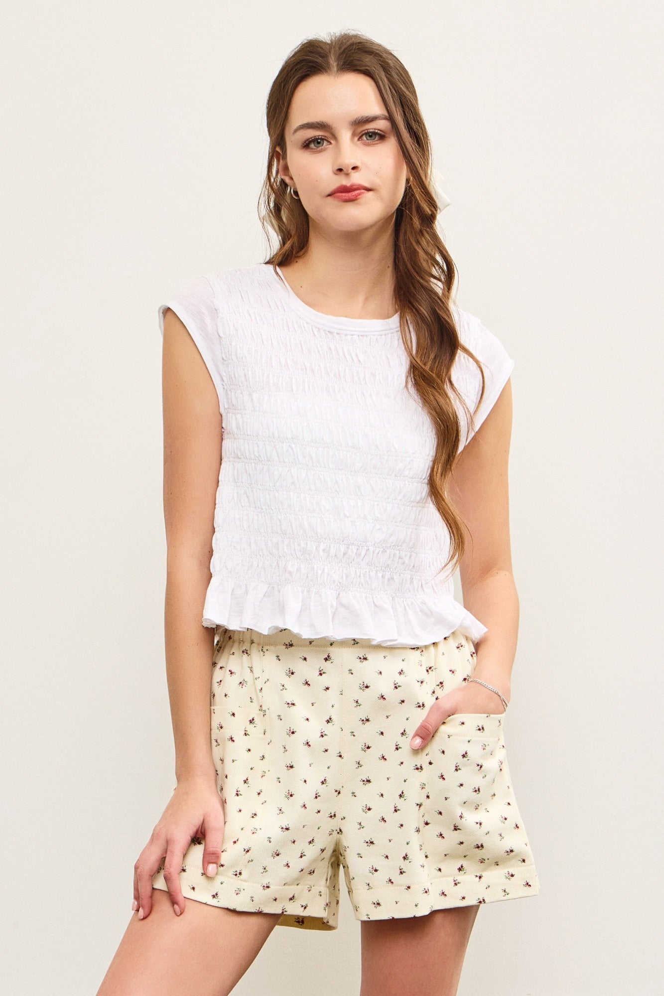 White Smocked Tee