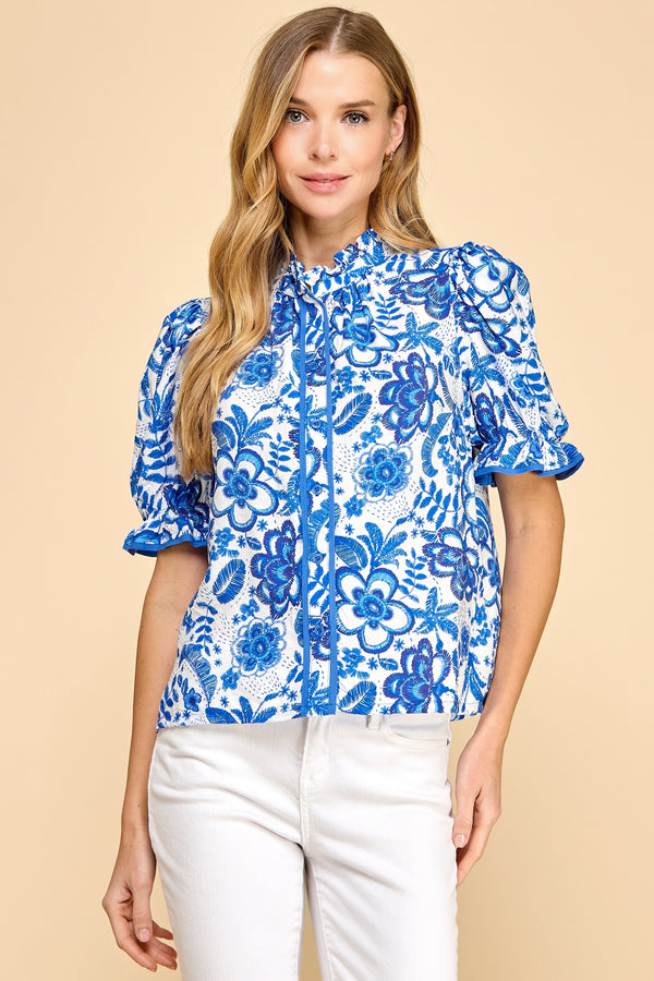 Blue Floral Top
