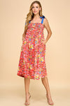 Print Red Midi Dress