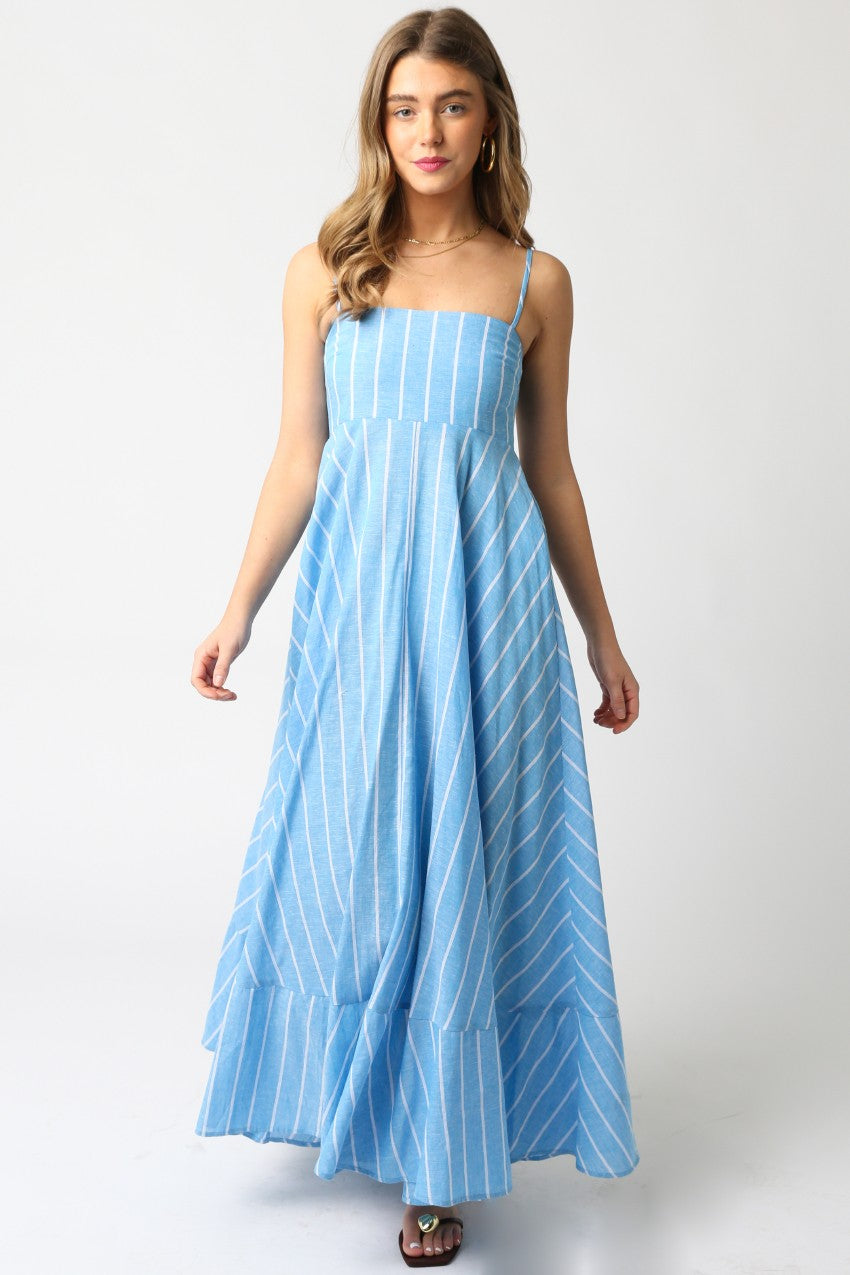 Blue & White Stripe Maxi Dress