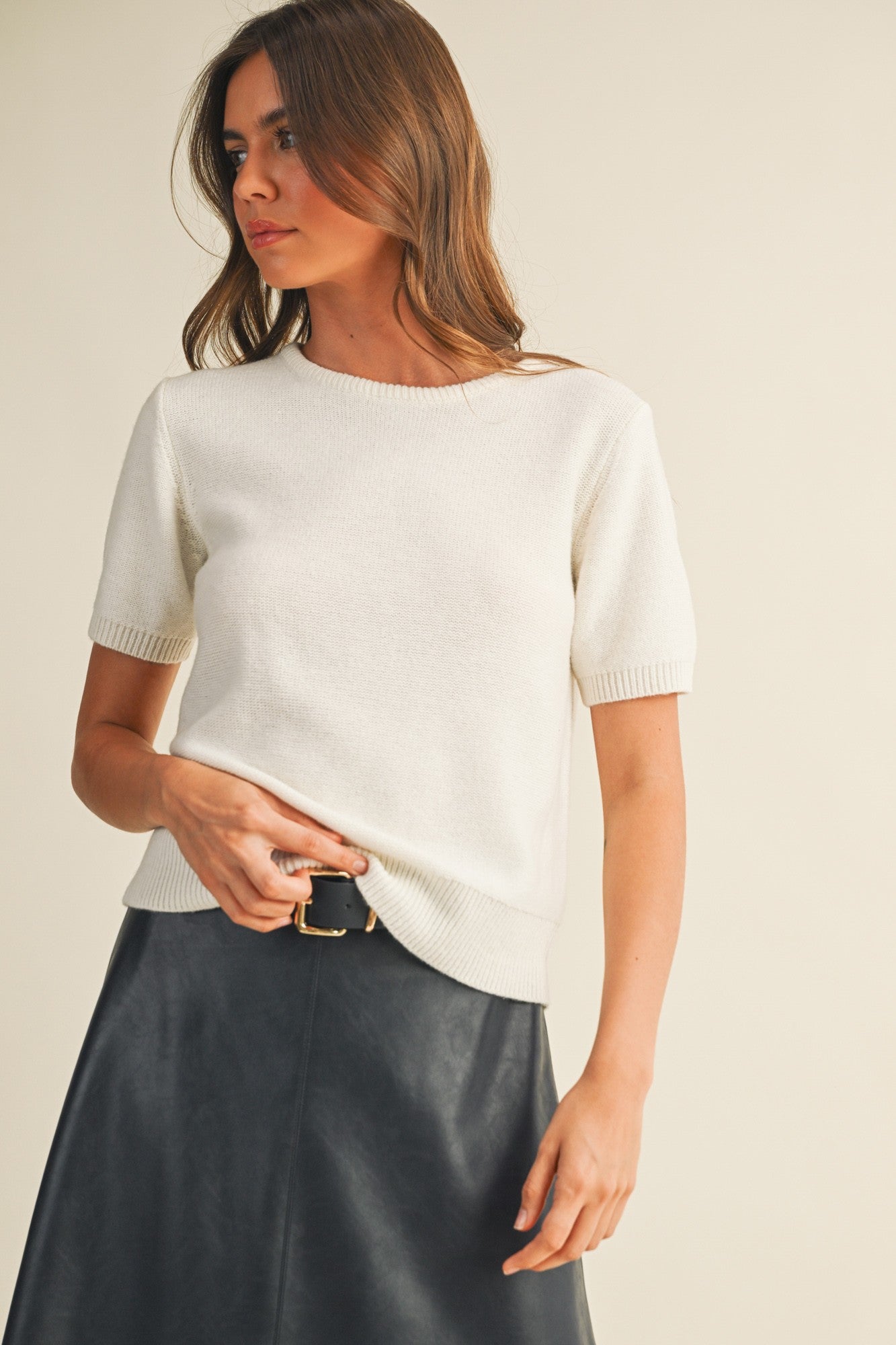 Sarah Short Sleeve Sweater - White