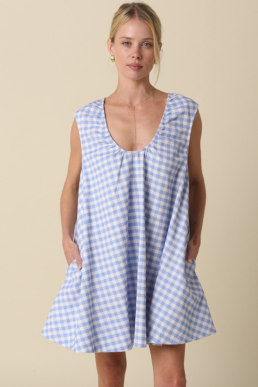Noella Gingham Swing Mini Dress