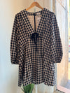 Gingham Collar Dress w/ Tie