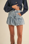 Bubble Hem Denim Skirt