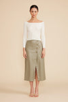 Francisco Button Detail Midi Skirt - Sage Green