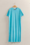 T-shirt Midi Dress - Aqua Blue