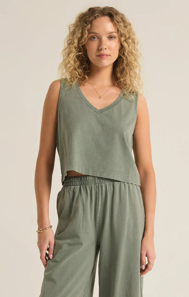 Sloane V-Neck Top Palm Green