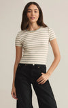 Saxton Stripped Rib Tee - Sage Green