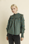 Green Ruffled Blouse
