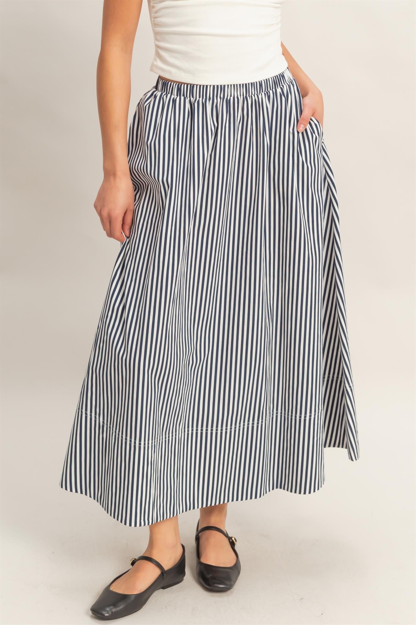 Navy Stripe Skirt