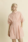 Pleated Mini Shirt Dress - Poppy