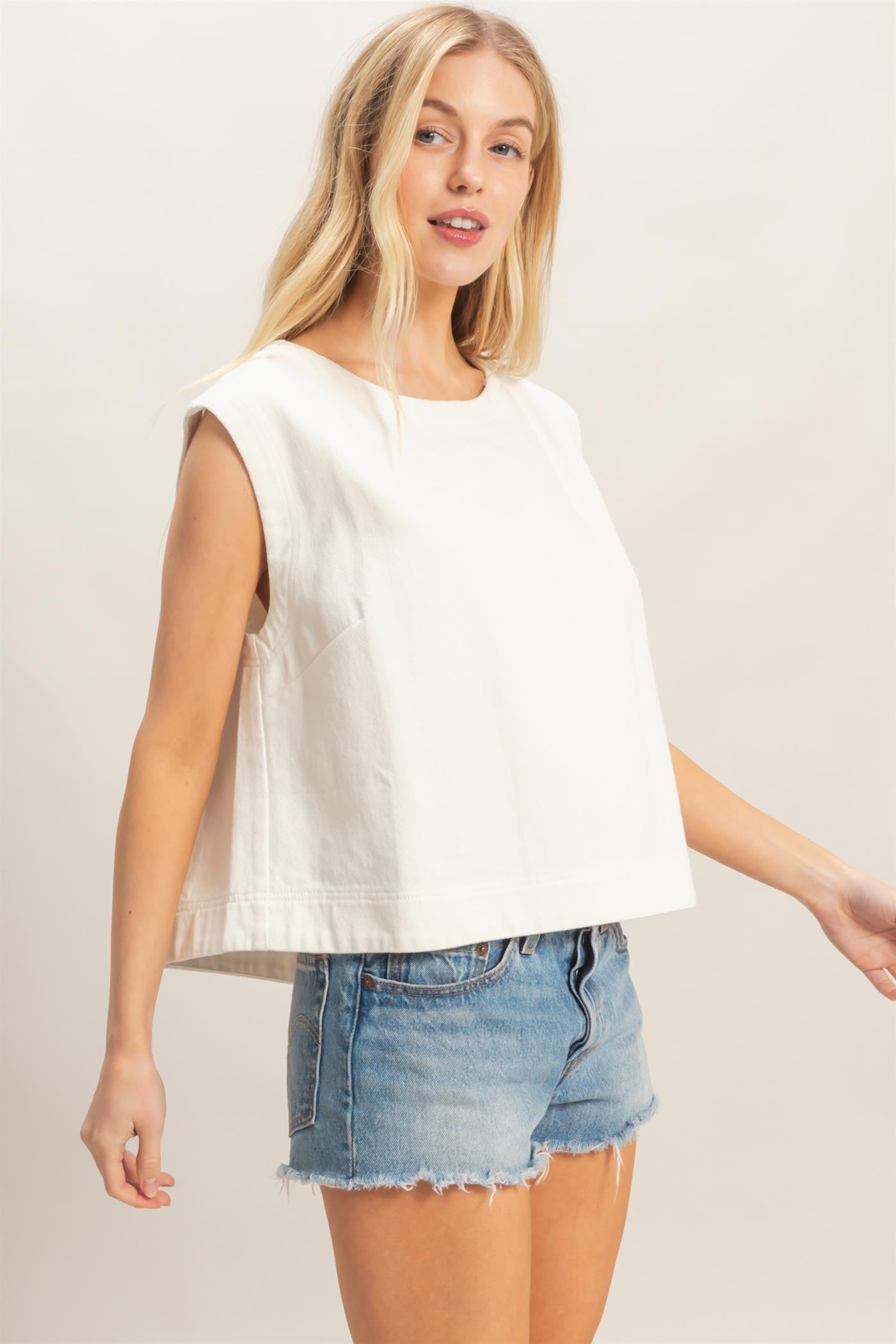 Denim Top - White