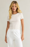 Saxton Stripped Rib Tee - Heather Grey